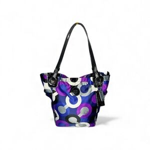 Coach Alex Op Art Purple Multiprint Tote